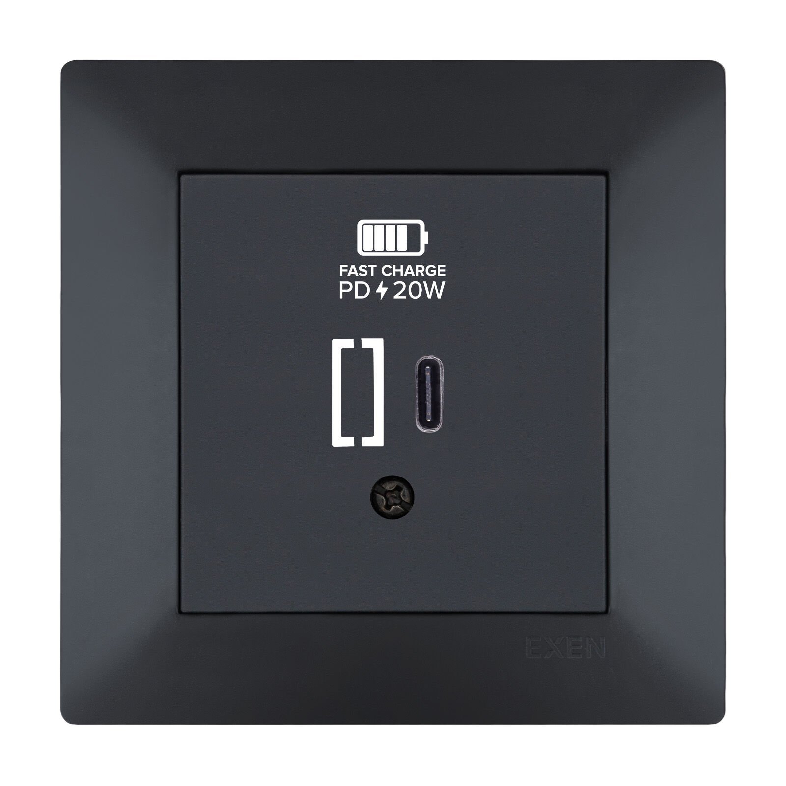 Exen Odak Füme Usb Sarj Prizi Type-C  Komple Takim