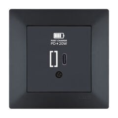 Exen Odak Füme Usb Sarj Prizi Type-C  Komple Takim