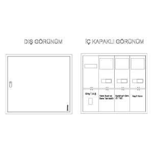 Çetinkaya Pano  87x78,5x14 Metal Sıva Üstü  Ev Tipi 3 Trifaze  Sayaç Panosu ÇP 203 S