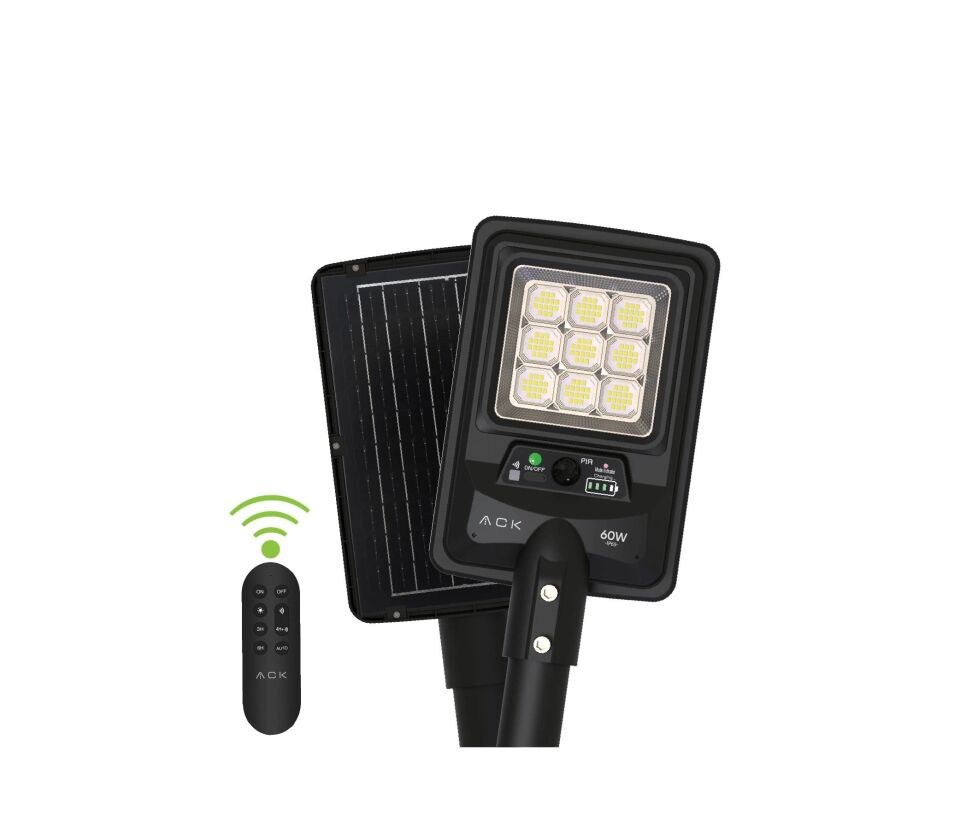 ACK AT42-06031 60W 6500K Beyaz Led Solar Sokak Armatürü