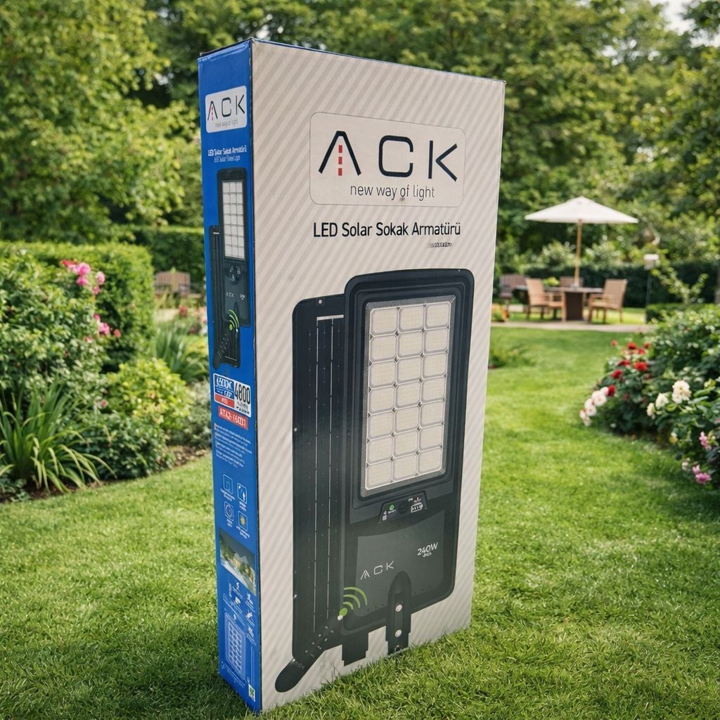 ACK 6500K 240W Solar Led Sokak Armatürü AT42-16031