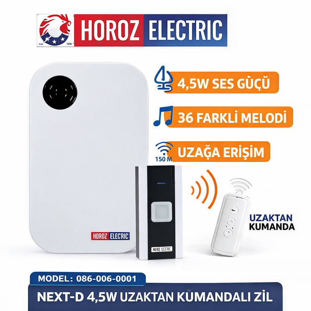 Horoz 086-006-0001 Next-D 4,5W Uzaktan Kumandali Zil