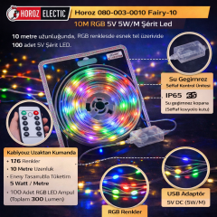 Horoz 080-003-0010 Fairy-10 10M Rgb 5V 5W/M Serit Led