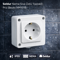 Seldur Nema Siva Üstü Toprakli Priz Beyaz NM101B