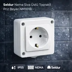Seldur Nema Siva Üstü Toprakli Priz Beyaz NM101B