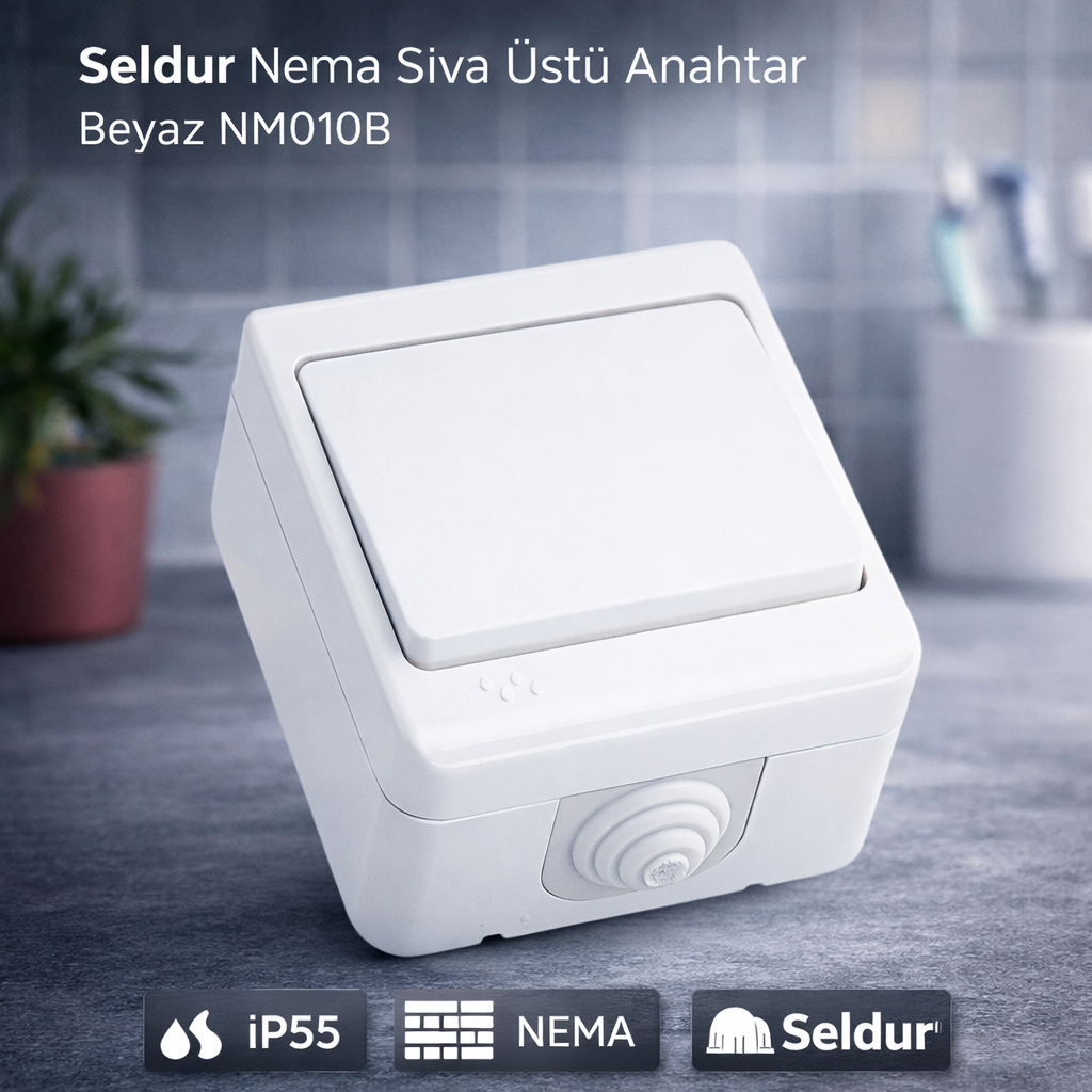 Seldur Nema Siva Üstü Anahtar Beyaz NM010B