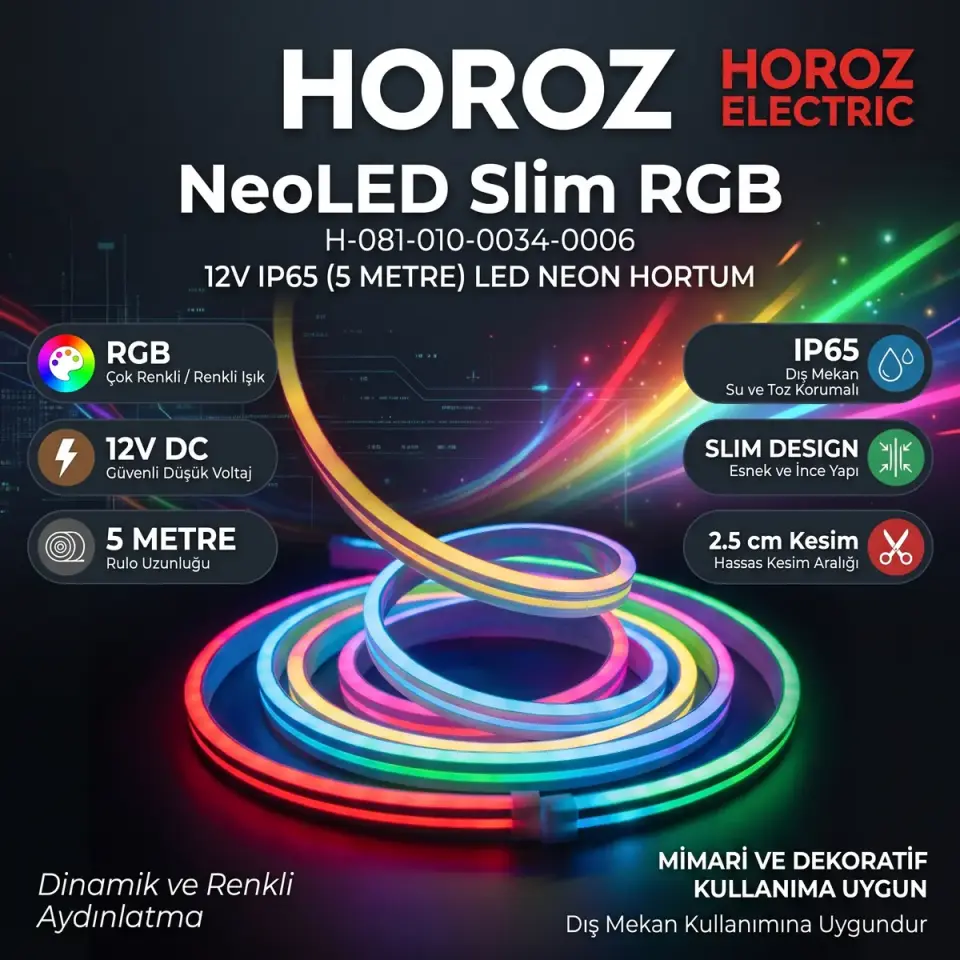 HOROZ Neo led Slim Rgb 12V Ip65 (5 Metre) H-081-010-0034-0006