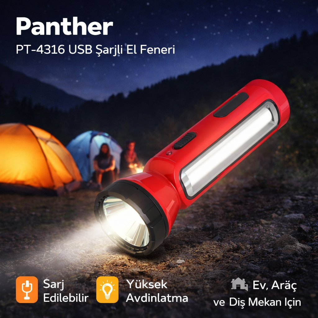 Panther Pt-4316 Usb Sarjli El Feneri