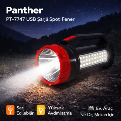 Panther Pt-7747 Usb Sarjli Spot Fener