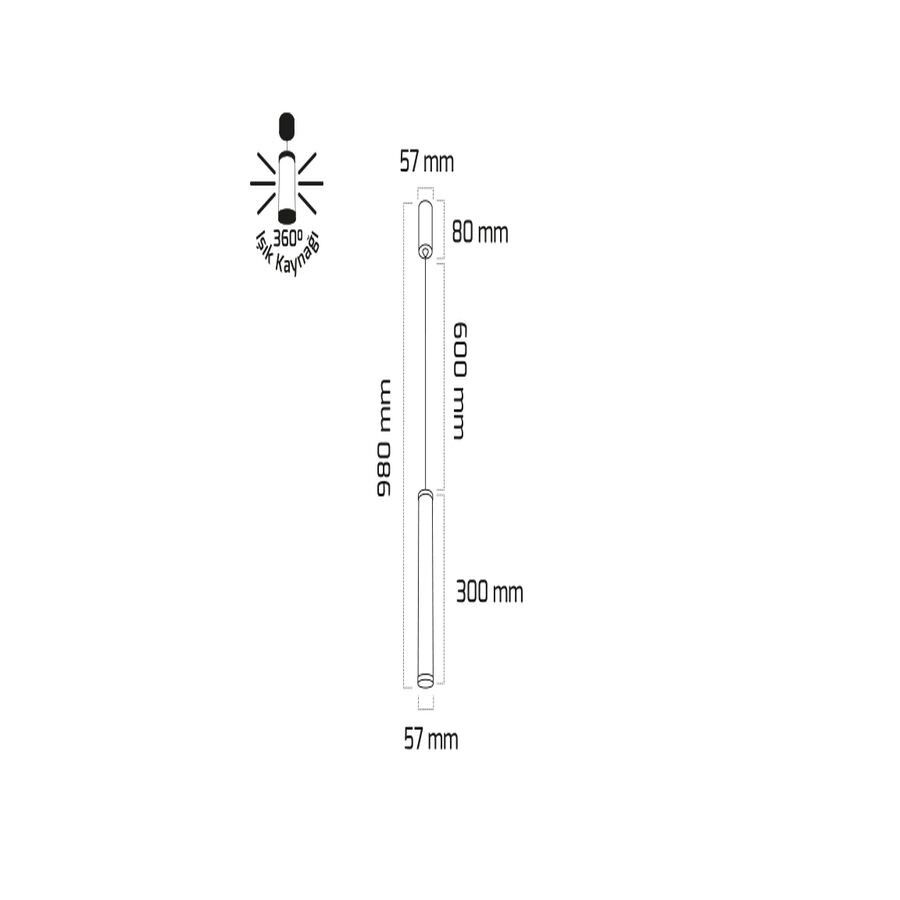 Goya Gy 6052-30  Cm Siyah Kasa 6500K Linear Armatür