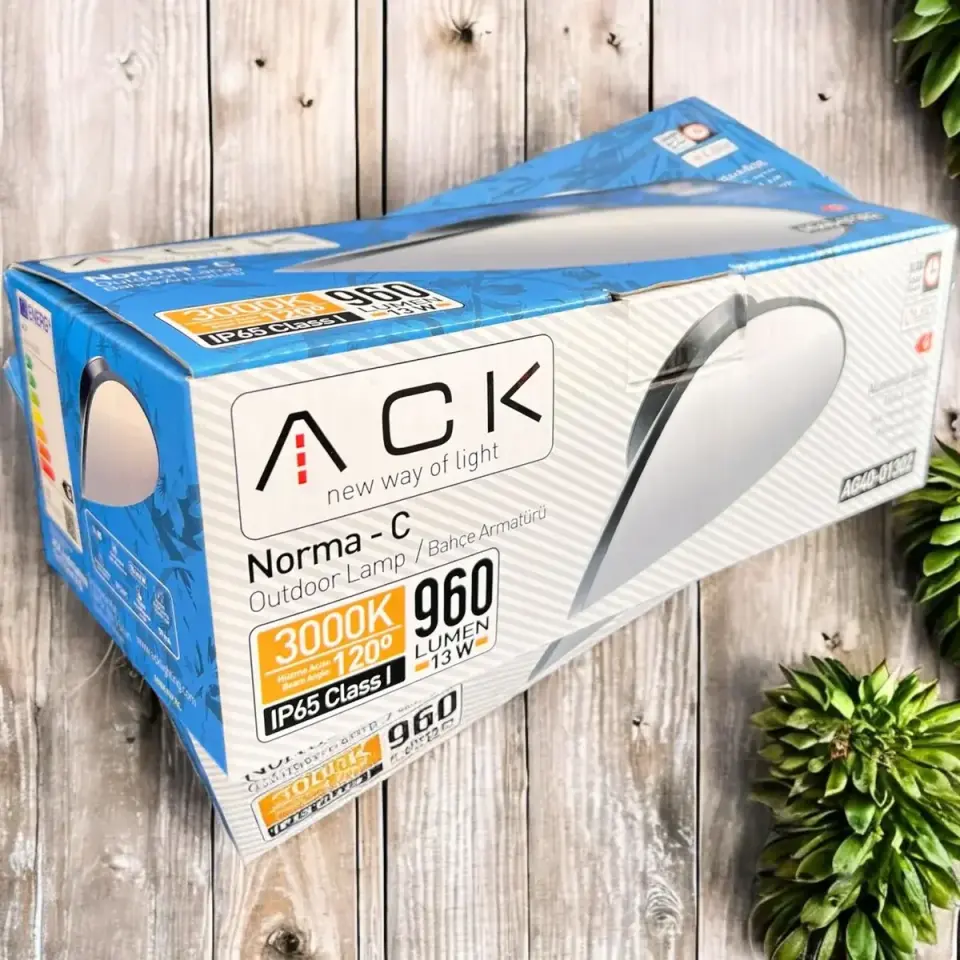 ACK AG40-01302 3000K Günışığı 13W Siyah Osram Norma C Bahçe Duvar Apliği