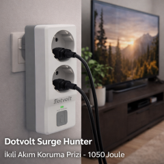 Dotvolt Surge Hunter - İkili    Akım Koruma Prizi - 1050 Joule