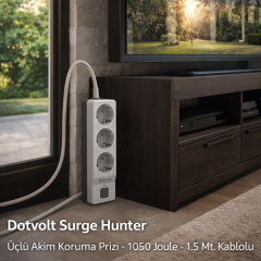 Dotvolt Surge Hunter - Üçlü  Akım Koruma Prizi - 1050 Joule - 1.5 Mt. Kablolu