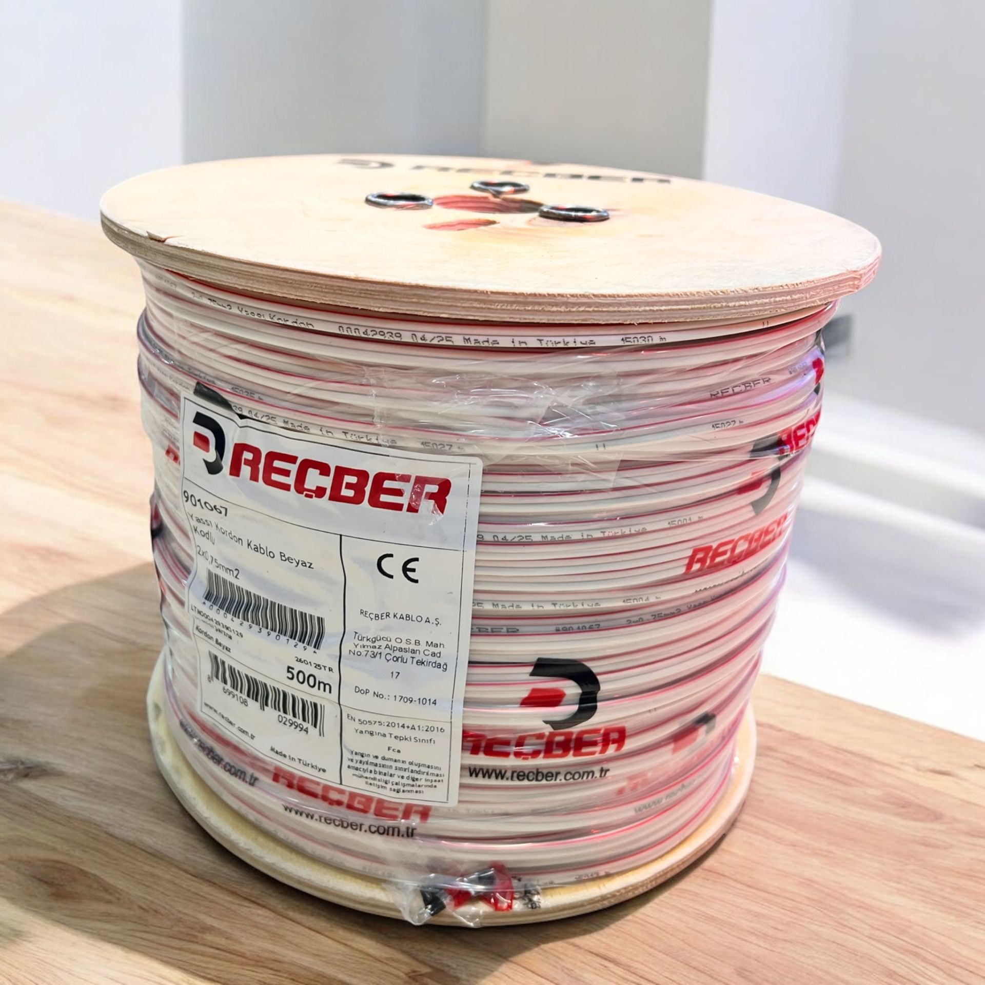 Reçber 2x0,75mm2 Yassi Kordon Kablo Beyaz
