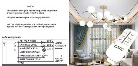 Cata 6 Lı Kanal Avize Kumandası 6x1000 W CT-9151