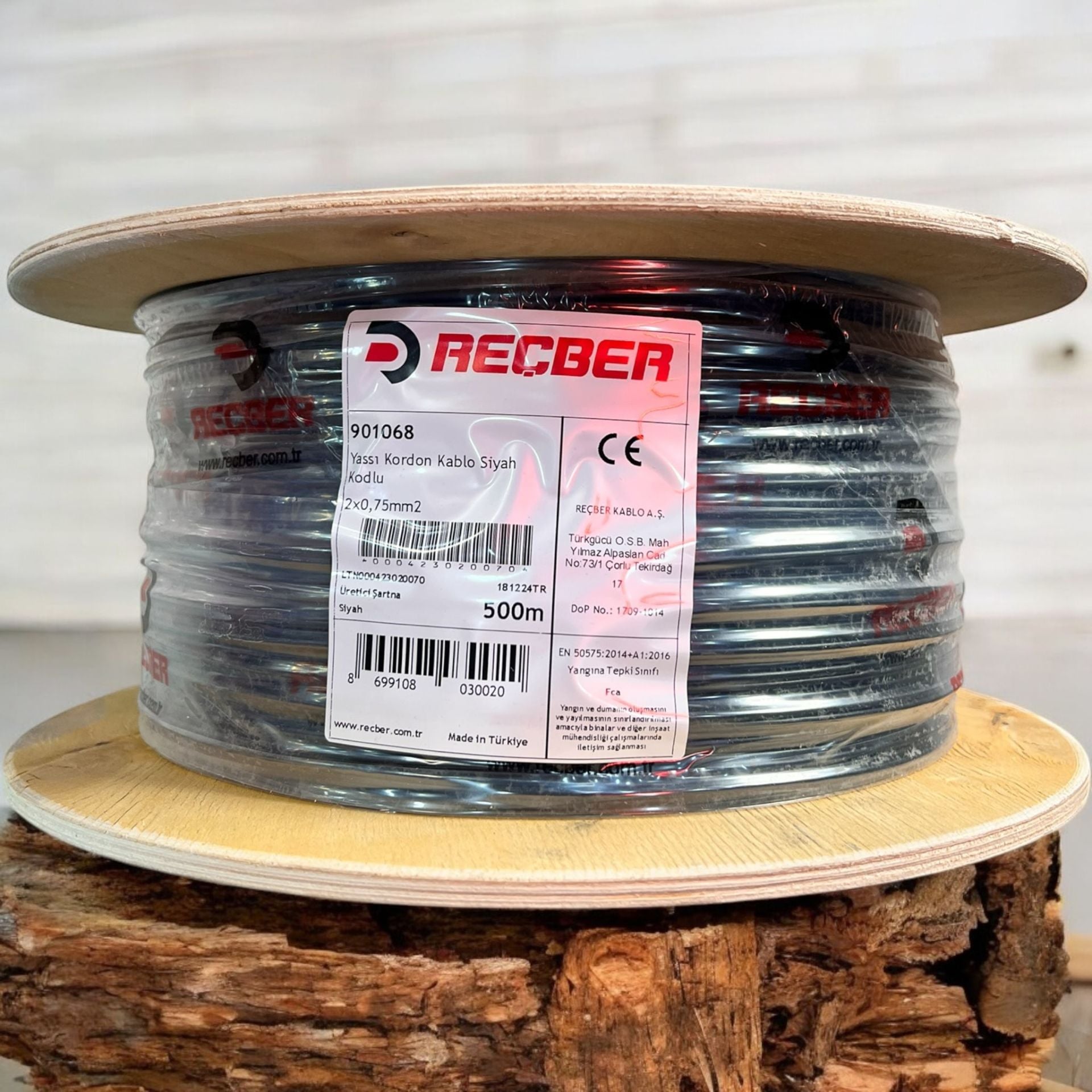 Reçber 2x0,75mm2 Yassi Kordon Kablo Siyah
