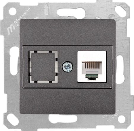 Mutlusan Rita Mek Tuş Data Prizi 1*Rj45  Cat5E  Füme - 2200 136 0195