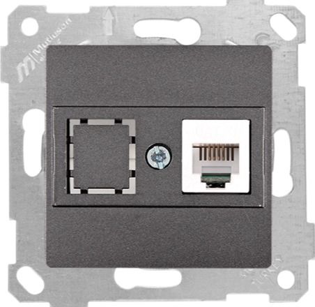 Mutlusan Rita Mek Tuş Data Prizi 1*Rj45  Cat5E  Füme - 2200 136 0195