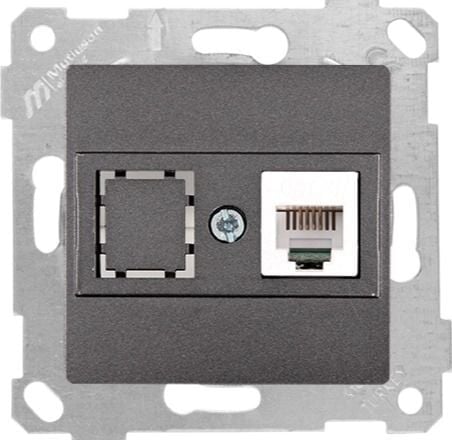 Mutlusan Rita Mek Tuş Data Prizi 1*Rj45  Cat5E  Füme - 2200 136 0195