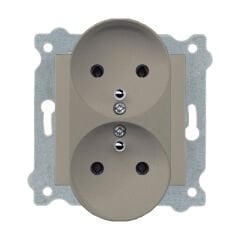 Exen Titanyum Modül+Kapak  Ikili Çocuk Korumali Ups Toprakli Priz (Tekli Çerçeve)