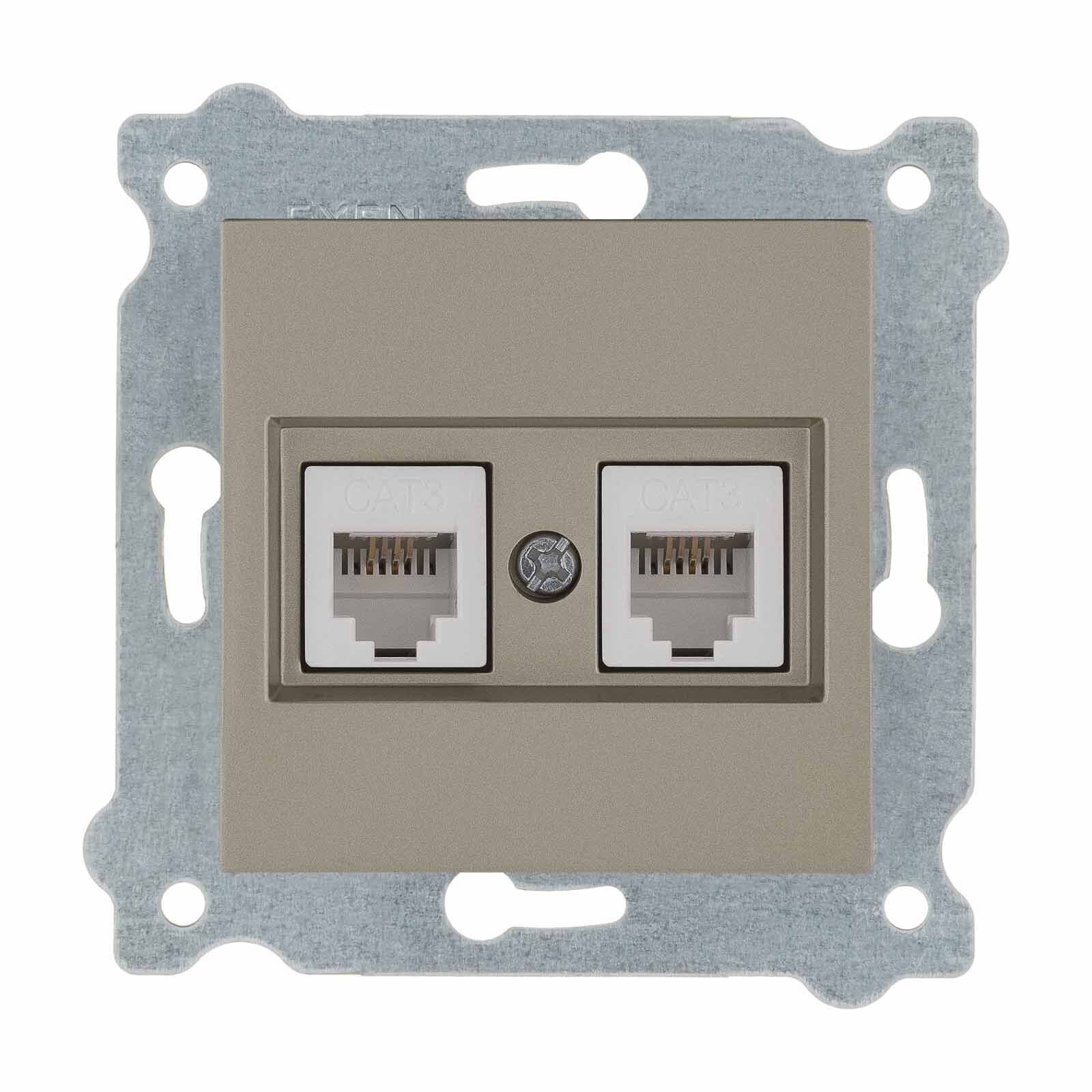 Exen Titanyum Modül+Kapak  Ikili Nümeris Telefon Prizi (2Xrj45 Cat3)