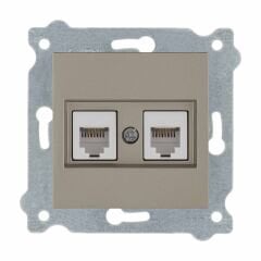 Exen Titanyum Modül+Kapak  Ikili Nümeris Telefon Prizi (2Xrj45 Cat3)