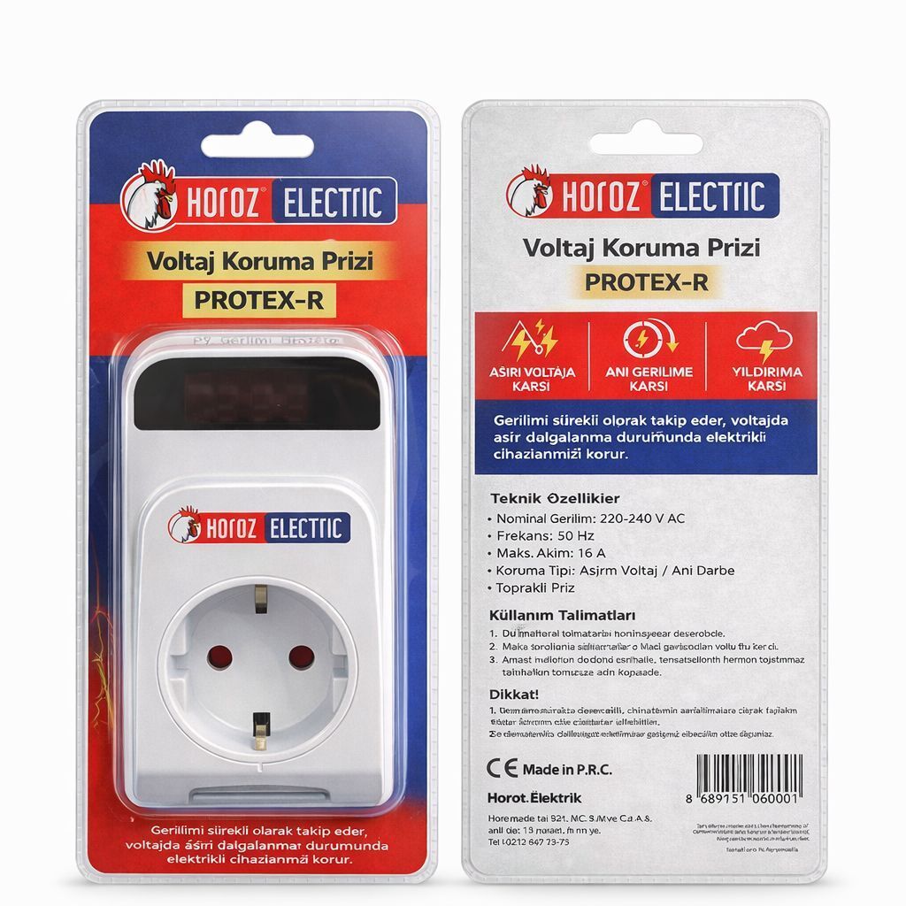 Horoz 131-001-0001 Protex-R 16A Dijital Akim Korumali Priz