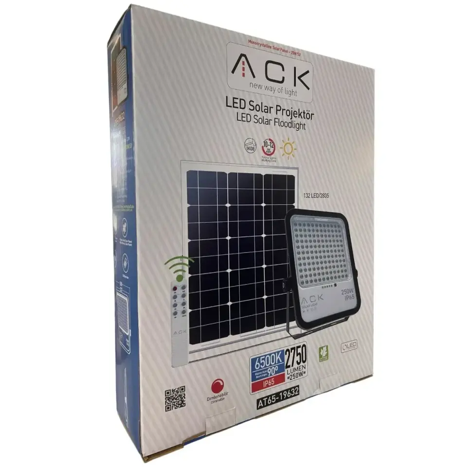 ACK 250W Lensli Solar Led Projektör 6500K Ip65 AT65-19632