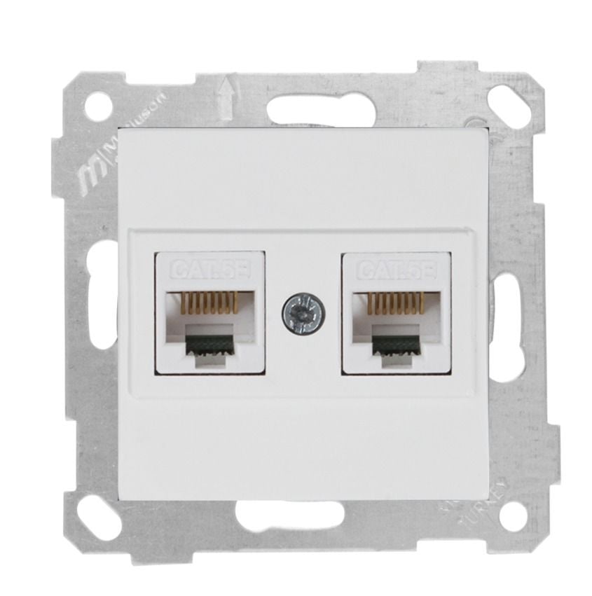 Mutlusan Rita Mek Tuş Data Prizi 2*Rj45  Cat5E  Beyaz - 2200 138 0101