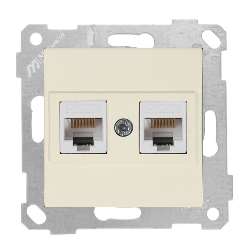 Mutlusan Rita Mek Tuş Data Prizi 2*Rj45  Cat5E  Krem - 2200 138 0102