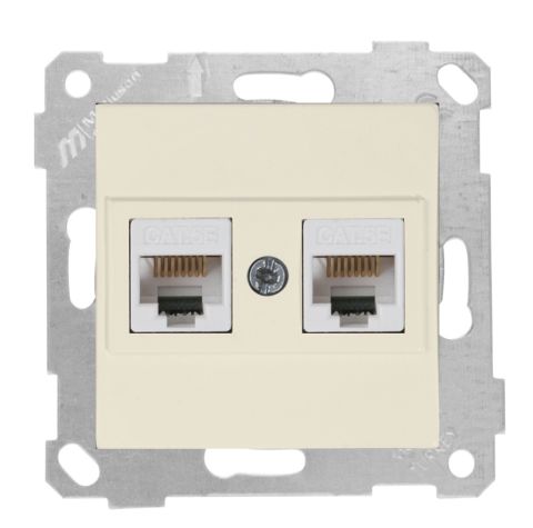 Mutlusan Rita Mek Tuş Data Prizi 2*Rj45  Cat5E  Krem - 2200 138 0102