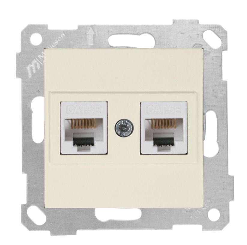 Mutlusan Rita Mek Tuş Data Prizi 2*Rj45  Cat5E  Krem - 2200 138 0102