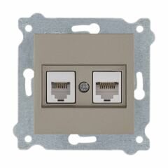 Exen Titanyum Modül+Kapak  Data Cat6 + Nümeris Telefon Prizi Cat3