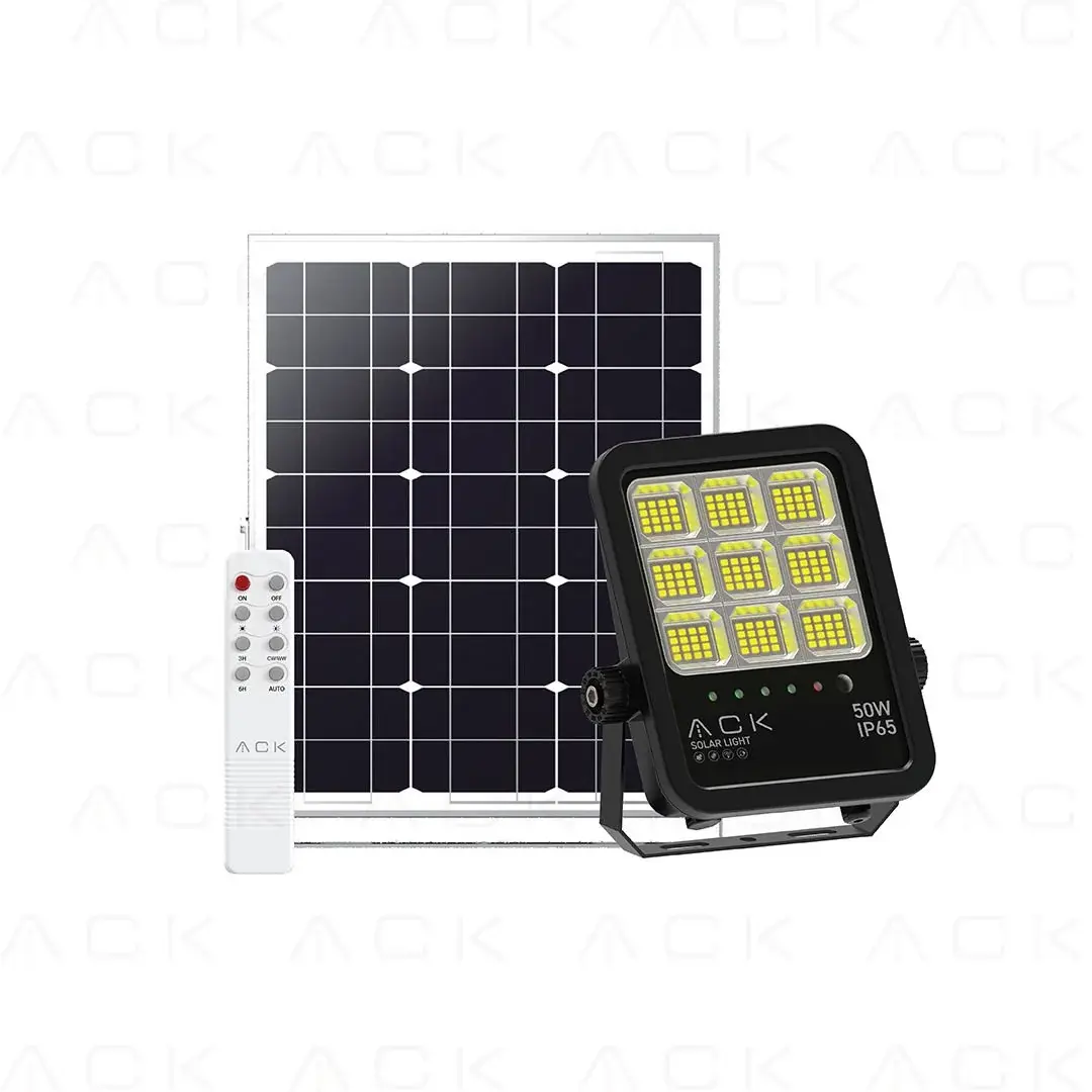 ACK 50W Solar Led Projektör 6500K-4000K-3000K Ayarlanabilir Ip65 AT66-05092 en uygun fiyatlı satıcı