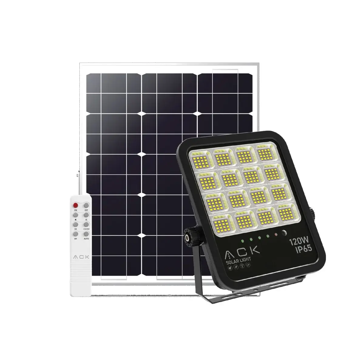 ACK 120W Solar Led Projektör 6500K-4000K-3000K Ayarlanabilir  Ip65 AT66-19192 en uygun fiyatlı satıcı
