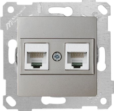 Mutlusan Rita Mek Tuş Data Prizi 2*Rj45  Cat5E  Titanyum - 2200 138 0183