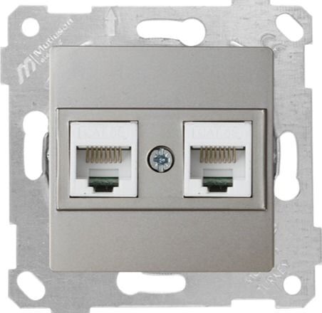 Mutlusan Rita Mek Tuş Data Prizi 2*Rj45  Cat5E  Titanyum - 2200 138 0183