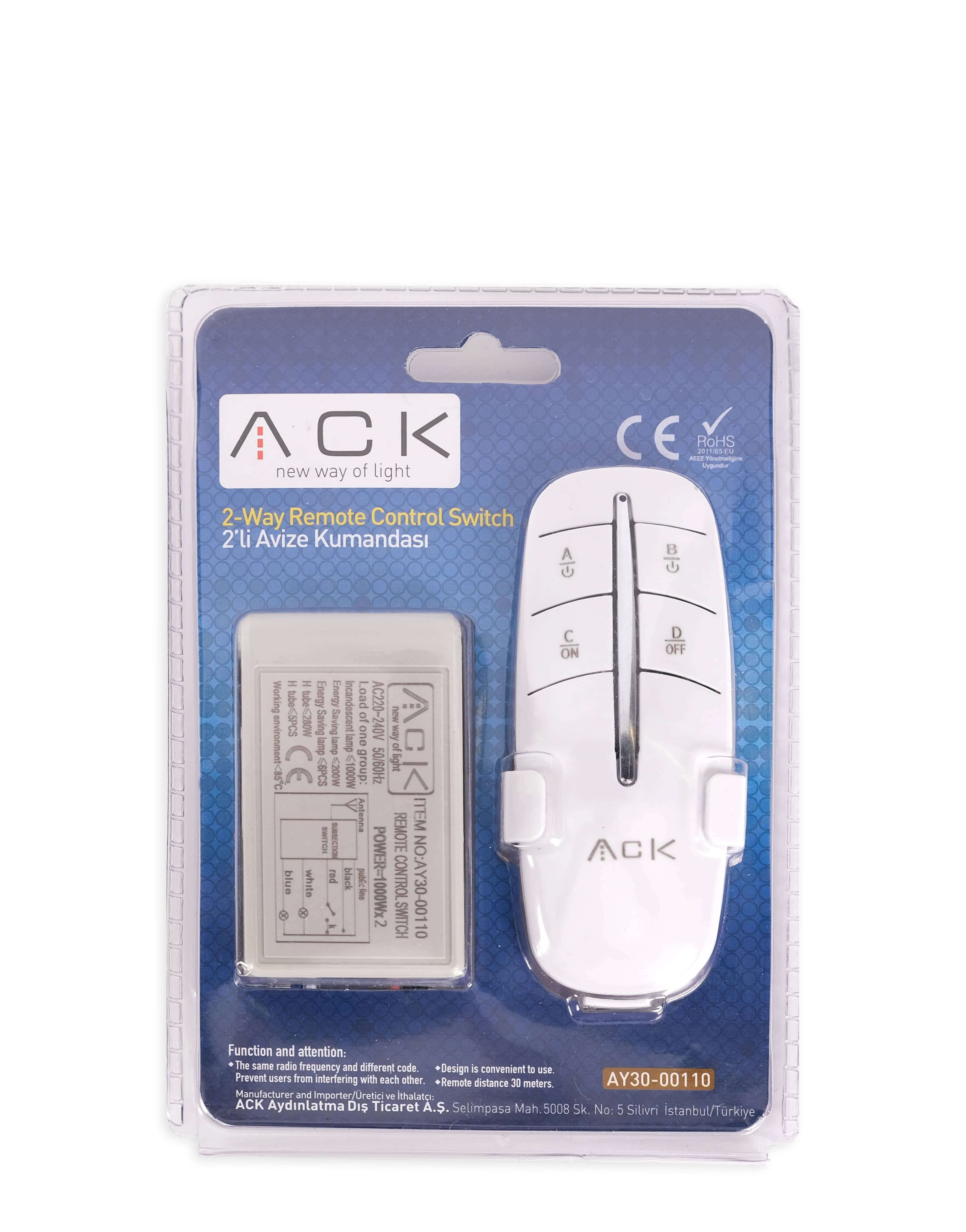 ACK 2'Lı 220V Avıze Kumandası AY30-00110 en uygun fiyatlı satıcı