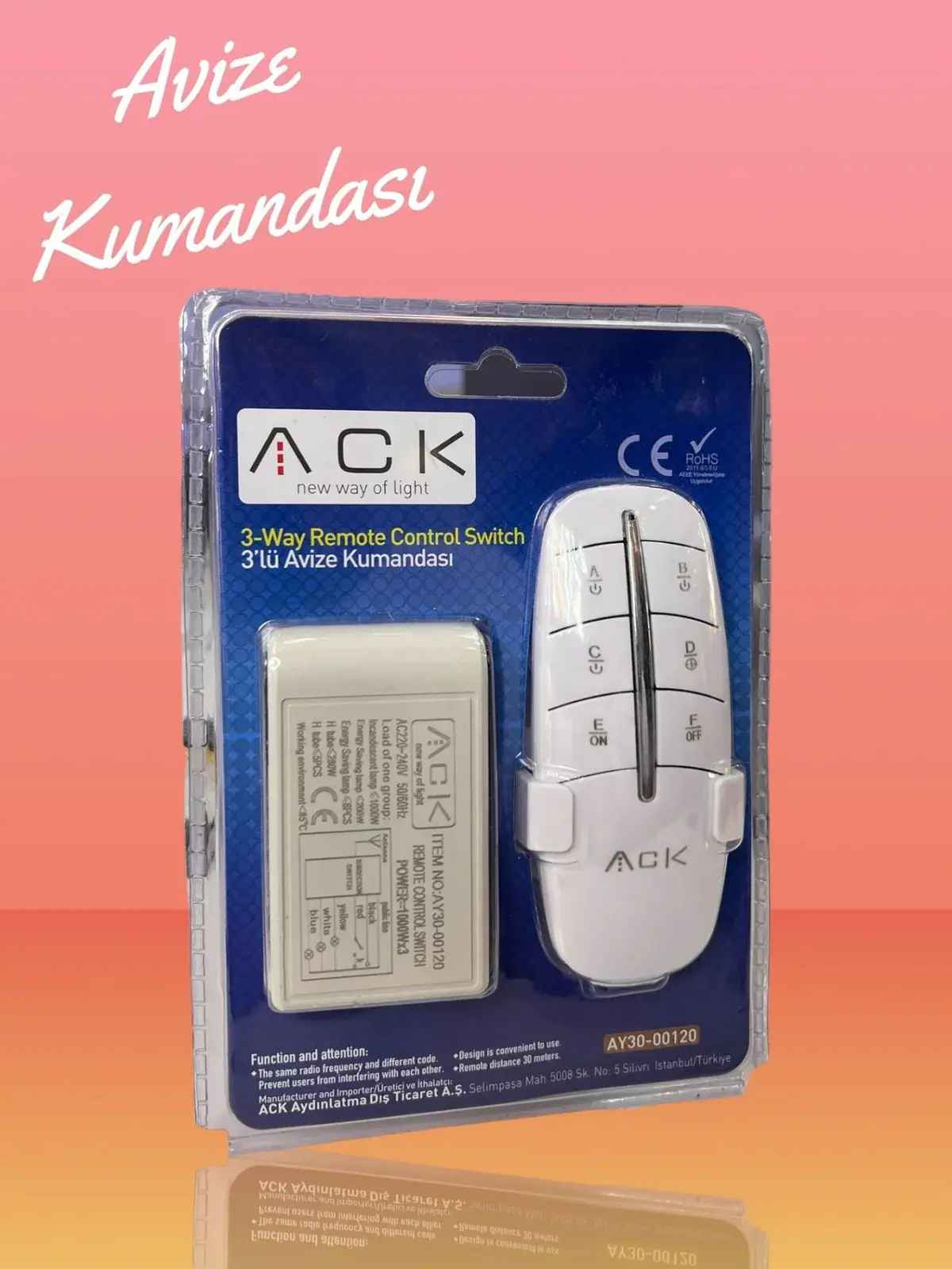 ACK 3'Lü 220V Avıze Kumandası AY30-00120 en uygun fiyatlı satıcı