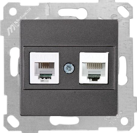 Mutlusan Rita Mek Tuş Tlf Data Priz  Rj12 Cat5E  Füme - 2200 139 0195