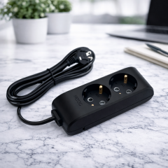 HOROZ 211-005-201 Deco 2 Li Toprakli Siyah Grup Priz (5M) (3*1) H-211-005-201