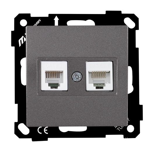 Mutlusan Ep Tlf+Data Priz  Rj12+Cat5E  Füme - 2270 139 0195