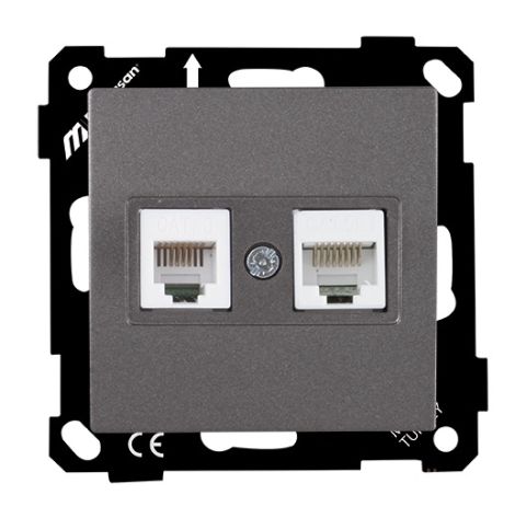 Mutlusan Ep Tlf+Data Priz  Rj12+Cat5E  Füme - 2270 139 0195