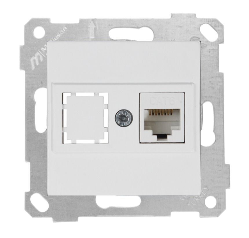 Mutlusan Rita Mek Tuş Data Prizi 1*Rj45  Cat6  Beyaz - 2200 140 0101