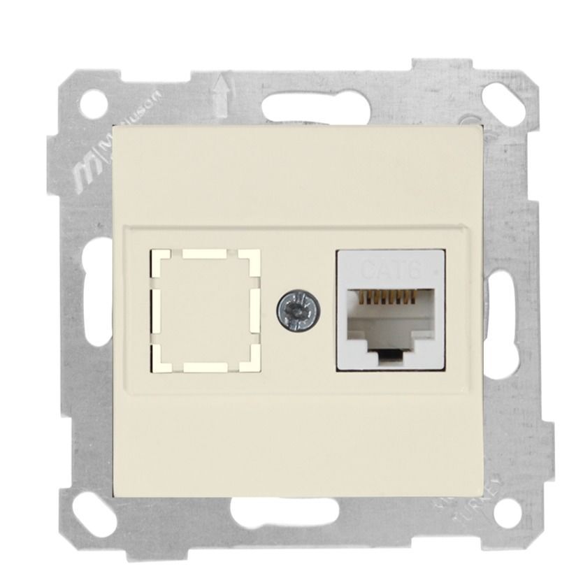 Mutlusan Rita Mek Tuş Data Prizi 1*Rj45  Cat6  Krem - 2200 140 0102