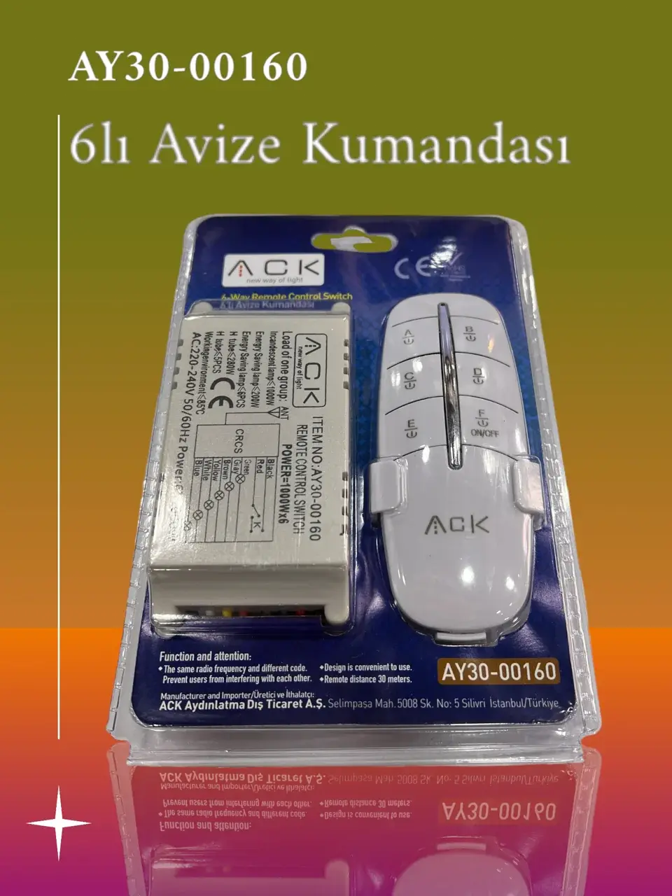 ACK 6'Lı 220V Avıze Kumandası AY30-00160 en uygun fiyatlı satıcı