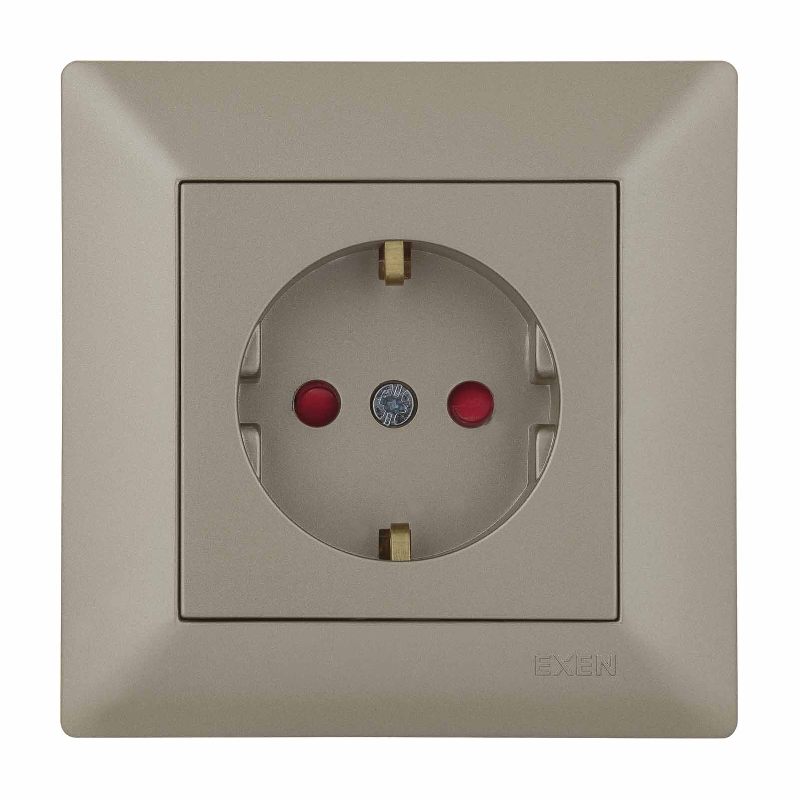 Exen Odak Titanyum Çocuk Korumali Toprakli Priz Komple Takim