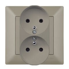 Exen Odak Titanyum Ikili Çocuk Korumali Ups Toprakli Priz (Tekli Çerçeve) Komple Takim