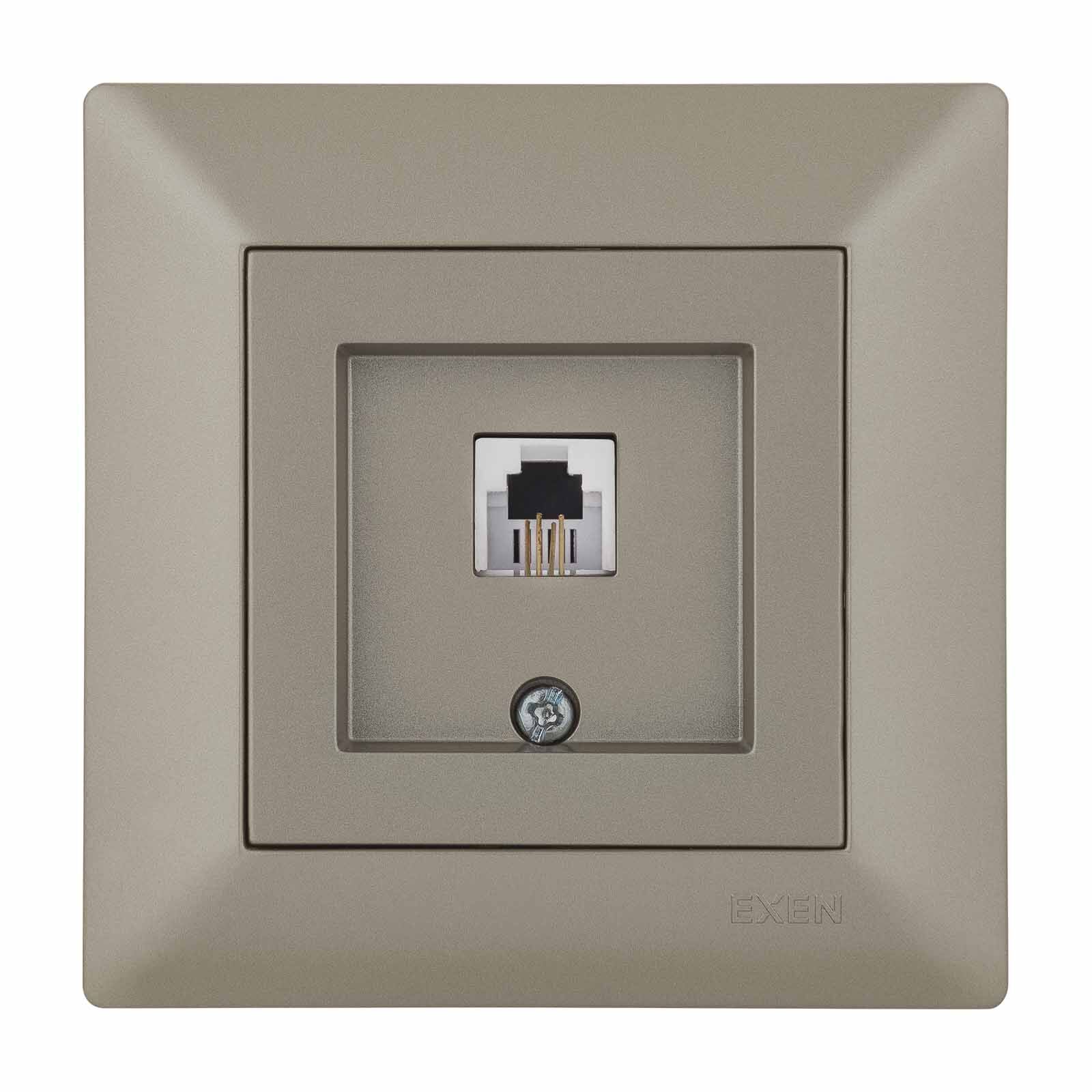 Exen Odak Titanyum Nümeris Telefon Prizi (Rj11 Kablolu) Komple Takim