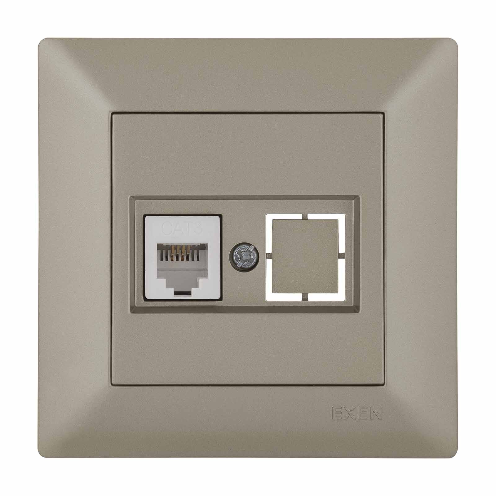 Exen Odak Titanyum Nümeris Telefon Prizi (Cat3 Kablosuz) Komple Takim